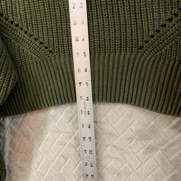 Arizona Womens XXL Oversized Sweater Army Green Cropped Loose Knit Baggy - Picture 9 of 16